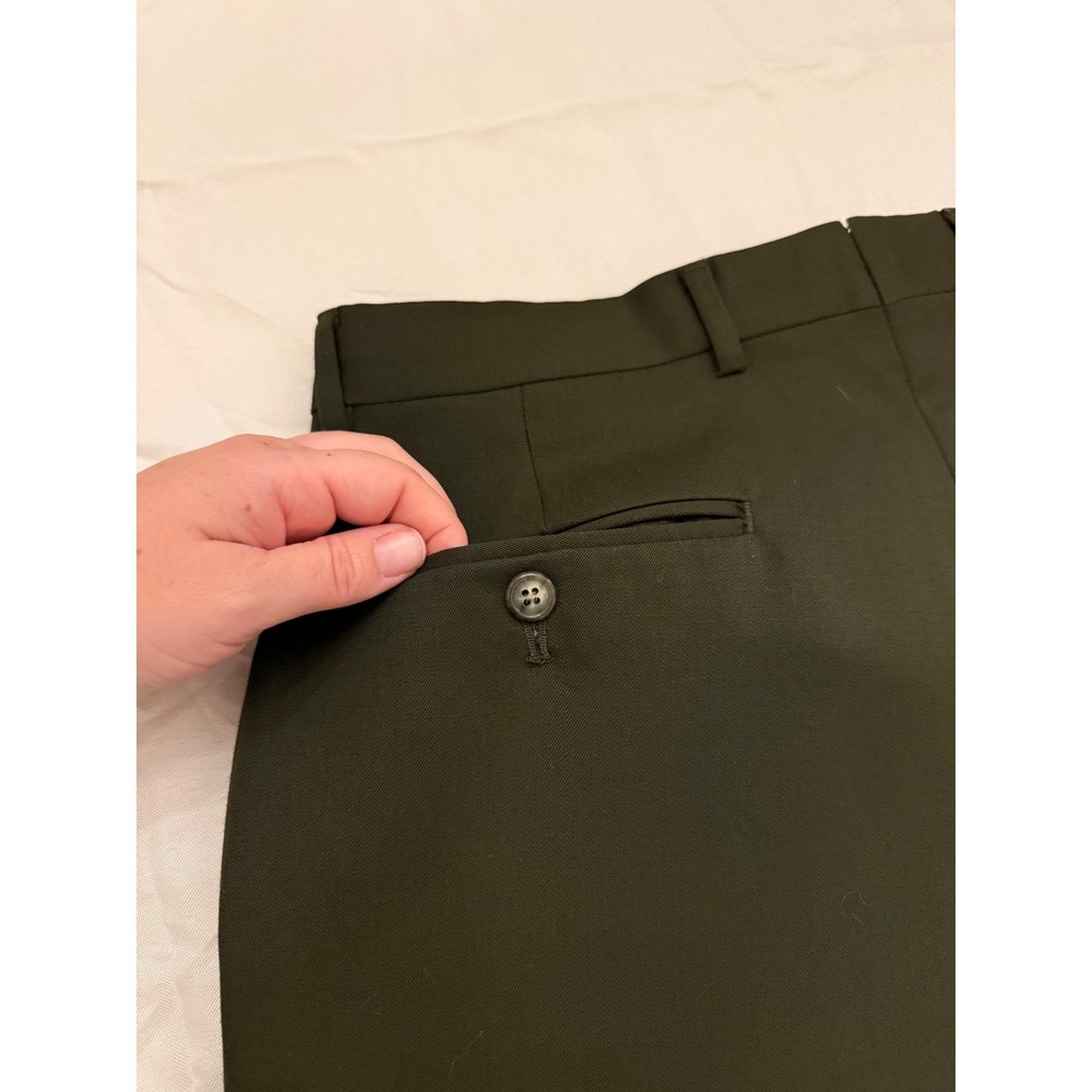 Nordstrom Mens Smartcare Wool Pleated Dress Pants 33R Black Career Office Work - Picture 5 of 9
